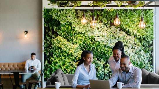 Young African business people having a meeting in a beautiful office