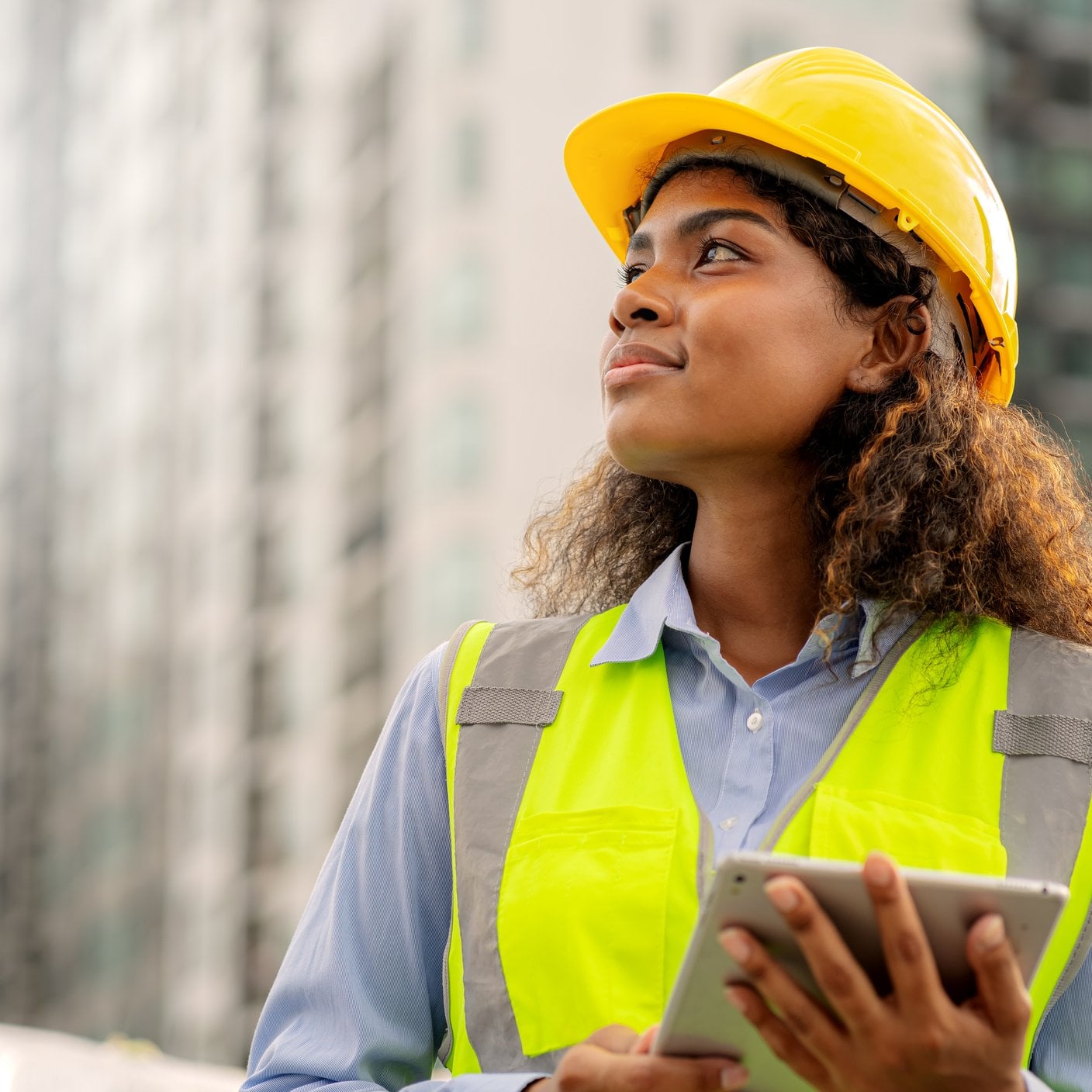Female engineer wearing PPE