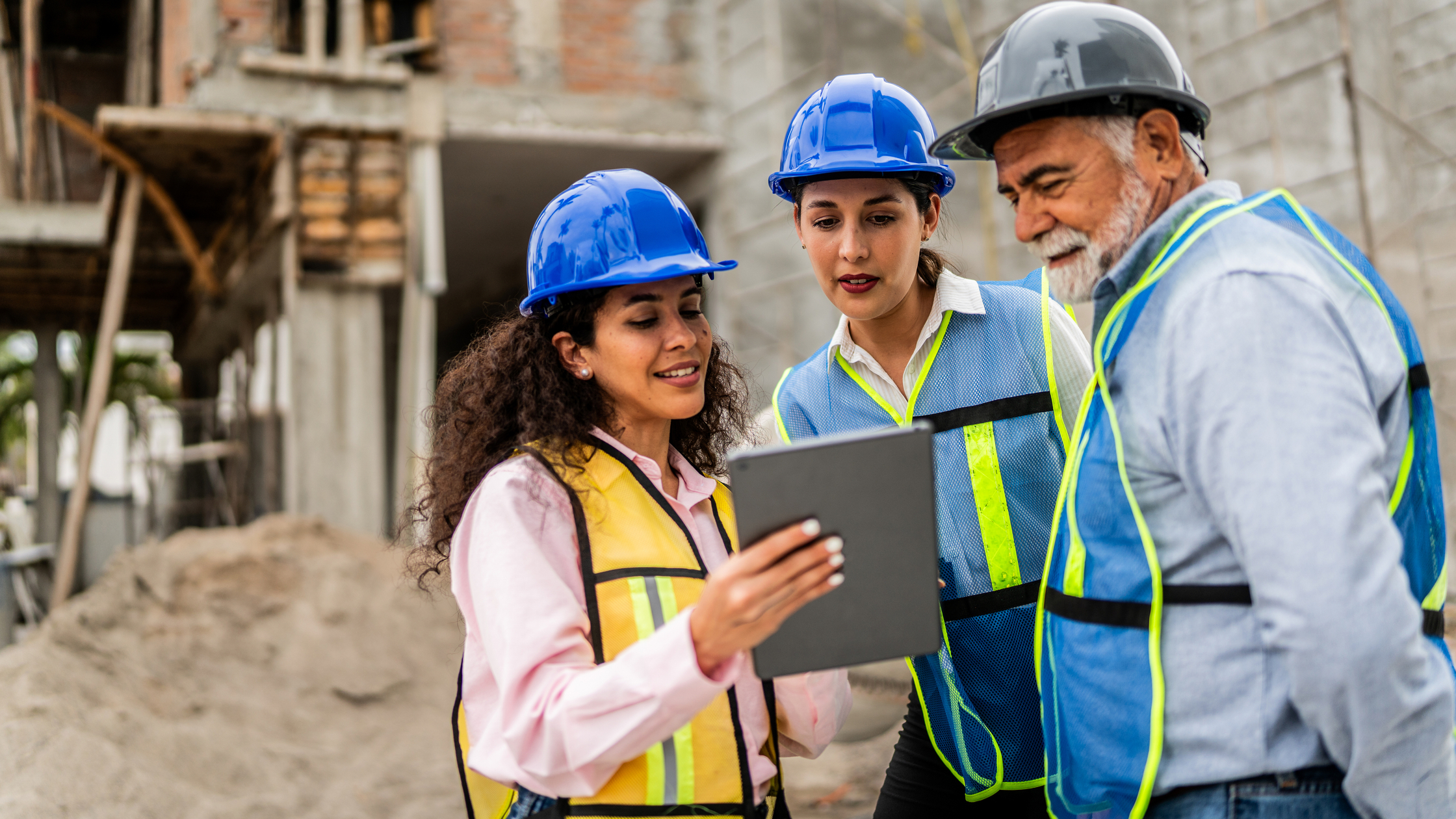 coworkers on construction site
